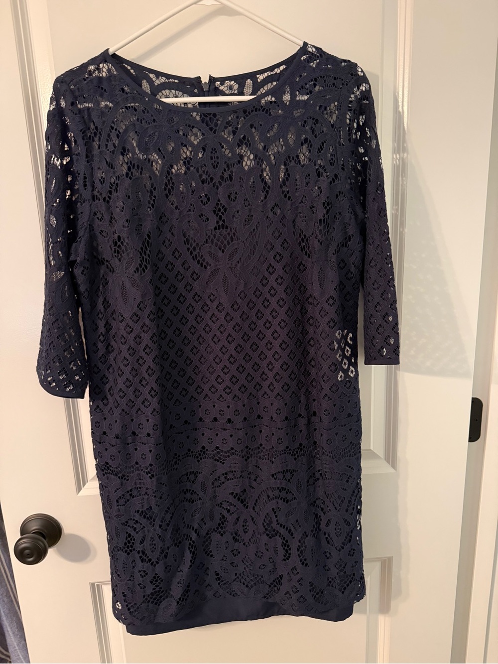 Loft Women's Navy Lace Shift Dress - Classic Elegant Style